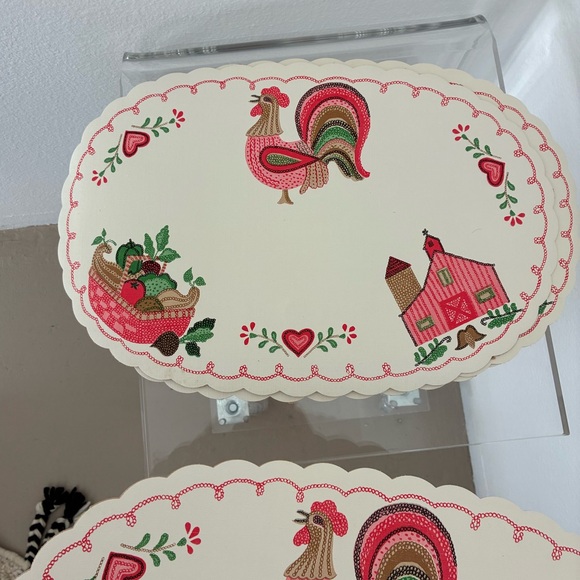 Vintage Retro Chicken Farmhouse Vinyl Oval Placemats - Picture 6 of 12